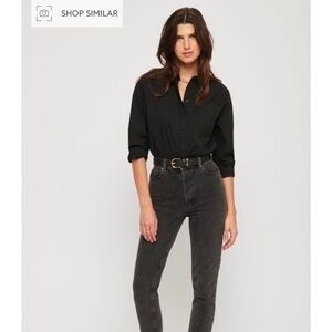 Dynamite Highrise Rosie Mom Slim Leg Button Fly Black Jean